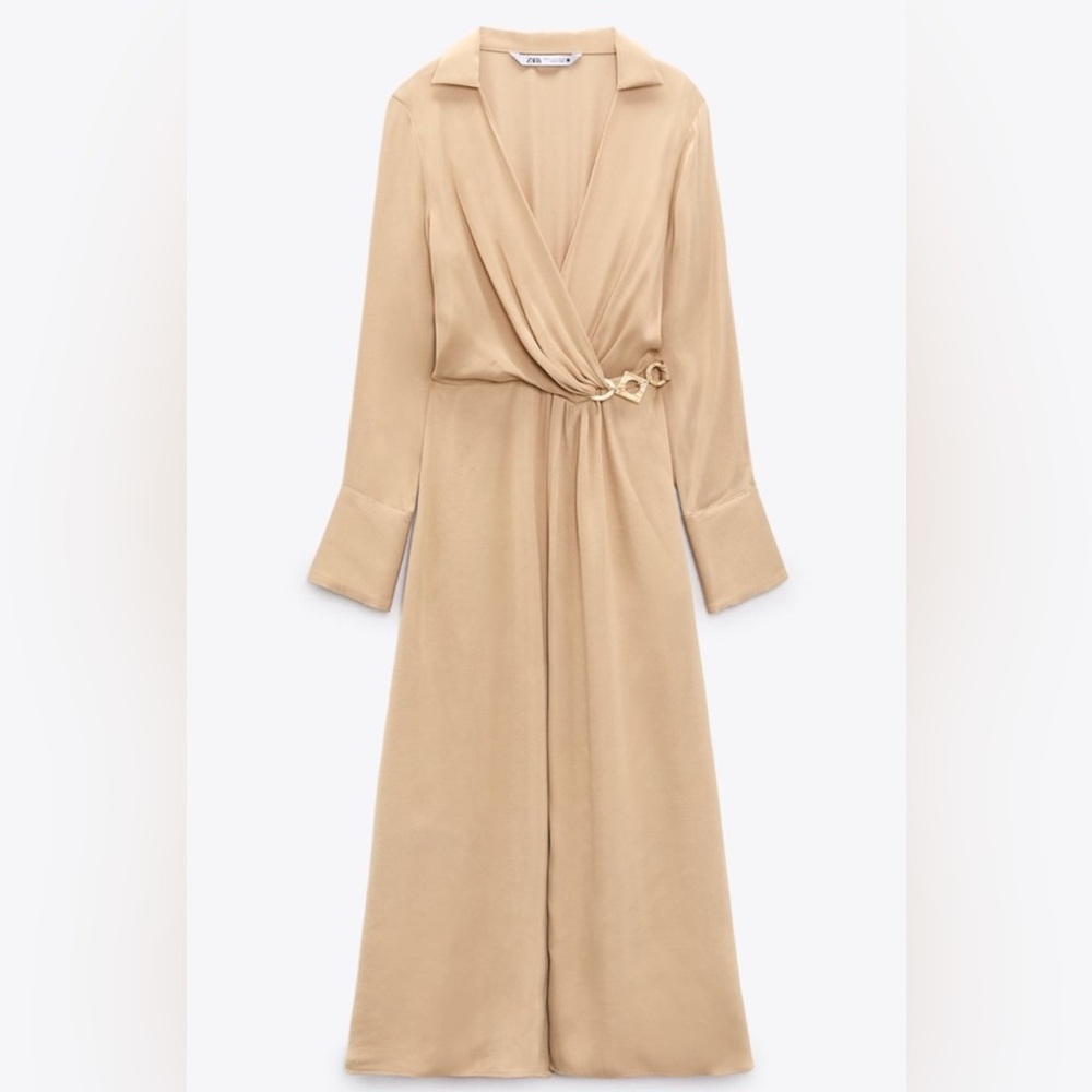 NWT ZARA SATIN EFFECT MIDI DRESS